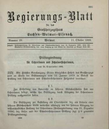 115. Prüfungsordnung für Lehrerinnen und Schulvorsteherinnen
