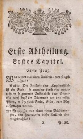 Kleines Hand-Buch für das Hochfürstlich-Wirzburgische Artillerie-Corps : in Frag und Antwort vorgetragen