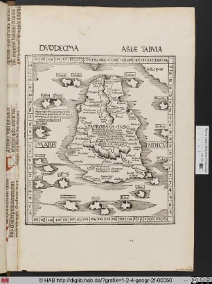 Ptolemäische Landkarte von Sri Lanka (Taprobana).