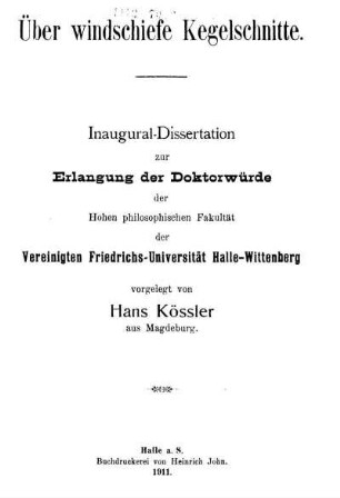 Über windschiefe Kegelschnitte