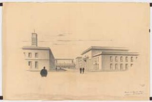 Gebäude der UFA (Universum Film AG), Potsdam-Babelsberg: Perspektivische Ansicht
