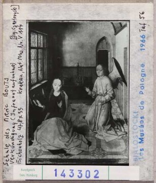Dirk Bouts (Dieric Bouts), Schule: Verkündigung, Infrarotaufnahme. Krakau, Nationalmuseum