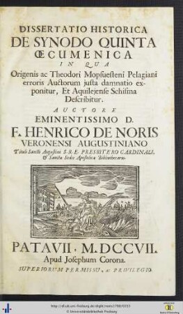 Dissertatio Historica De Synodo Quinta Oecumenica.