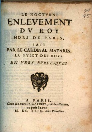 Le nocturne Enlevement du roy
