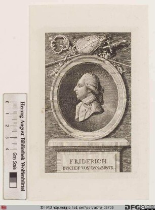 Bildnis Friedrich August (Frederick Augustus), kgl. Prinz von Großbritannien, Irland u. Hannover, 1784 Herzog von York u. Albany, 1764-1802 letzter Fürstbischof von Osnabrück