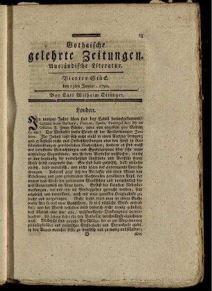 Viertes Stück, den 23ten Januar, 1790.