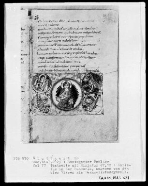 Der Stuttgarter Bibelpsalter — Maiestas Domini, Folio 77recto