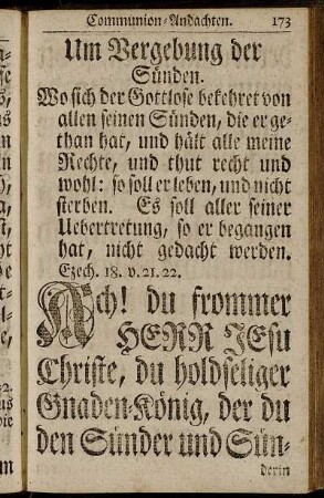 Um Vergebung der Sünden