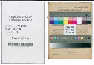 Entnazifizierung Johann Evers , geb. 28.06.1886 (Anstreicher)