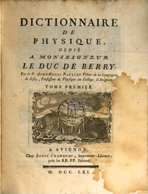 Dictionnaire De Physique. 1