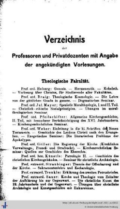 Verzeichnis der Professoren und Privatdozenten.