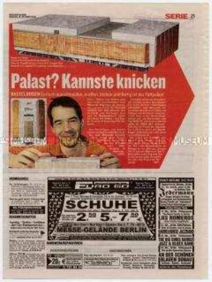 Fragment der lokalen Tageszeitung "Berliner Kurier" zur Geschichte des "Palastes der Republik" (Teil 1)