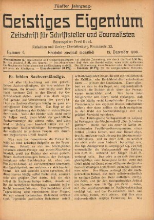 Nummer 6 (15. Dezember 1908)