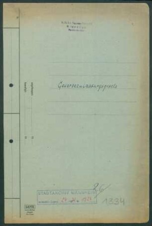 Materialsammlung, hier: Gewerbezulassungsgesetz