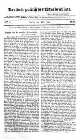 No 31, 30. Juli 1836