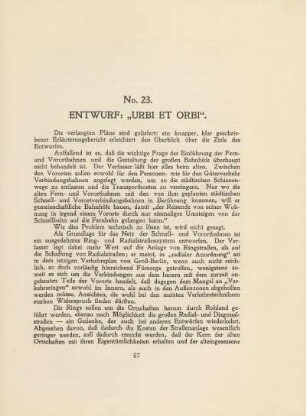 No. 23. Entwurf: "Urbi et Orbi"