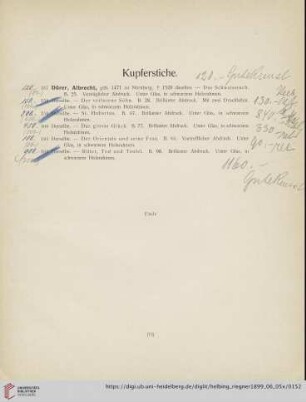 Abteilung III. Kupferstiche (Nr. 157-162)