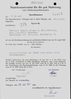 Schenk von Stauffenberg, Caroline