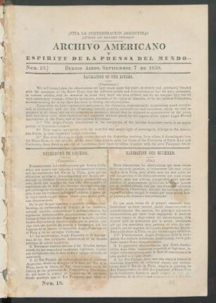 Número 19. - Buenos Aires, Septiembre 7 de 1850. : [Faltan las siguientes páginas en la plantilla: 33-40, 65-72]
