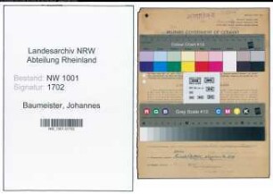 Entnazifizierung Johannes Baumeister, geb. 22.07.1914 ()