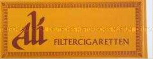 Werbeaufkleber für "Ali"-Zigaretten
