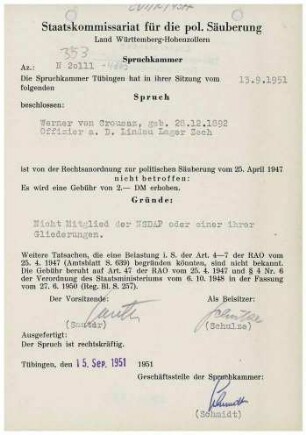 Crousaz, Werner von