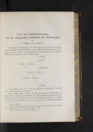 Über den Reduktionsvorgang bei der elektrischen Reduktion des Nitrobenzols.
