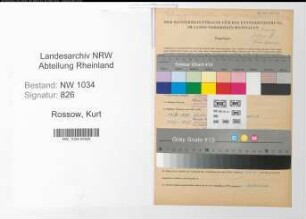 Entnazifizierung Kurt Rossow , geb. 06.03.1898 (Oberinspektor)