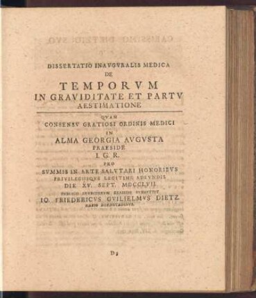 III. De Temporvm In Graviditate Et Partv Aestimatione