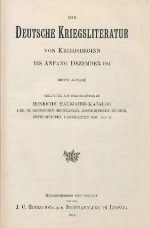 1.1915: deutsche Kriegsliteratur