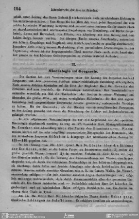 III. Mineralogie und Geognosie.