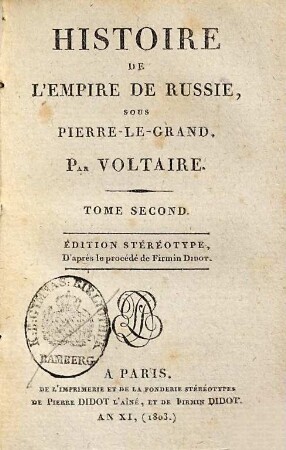 Histoire de l'empire de Russie sous Pierre-le-Grand, 2