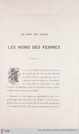 Les Noms des Fleurs et Les Noms des Femmes