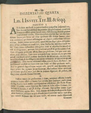 Dissertatio Quarta Ad Lib. I. Instit. Tit. III. & seqq.