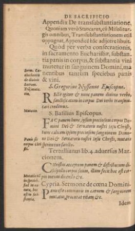 Appendix De transsubstantiatione.