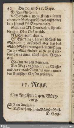 11. Reys. Von Augspurg gen, Würtzburg