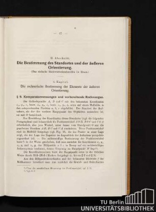 II. Abschnitt. Die Bestimmung des Standortes und der äußeren Orientierung.