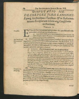 Disputatio IIX. De Corpore Iuris Canonici: Eiusque Auctoribus; Partibus: & in Reformatarum Ecclesiarum Scholis ...
