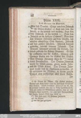 Psalm XXIX. Lob Gottes im Donner.