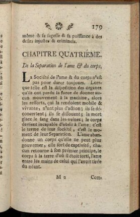 Chapitre Quartriéme. De la Separation de l'ame & du corps.