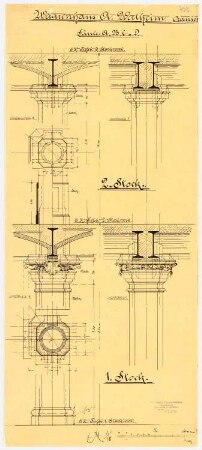 Warenhaus Wertheim, Oranienstraße, Berlin 1. Bauabschnitt: Stützen im 1. und 2.OG, 1:10
