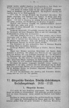 VI. Bürgerliche Unruhen. Dänische Bedrückungen. Verfassungskämpfe. 1618 - 1712.