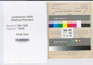 Entnazifizierung Else Arndt, geb. 19.09.1903 (Postassistentin)