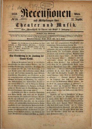 Recensionen und Mittheilungen über Theater und Musik, 5,38. 1859