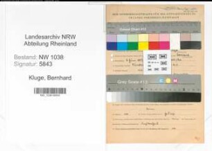 Entnazifizierung Bernhard Kluge , geb. 06.06.1897 (Architekt)