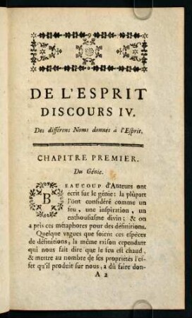 3-18, Chapitre premier. Du Génie.
