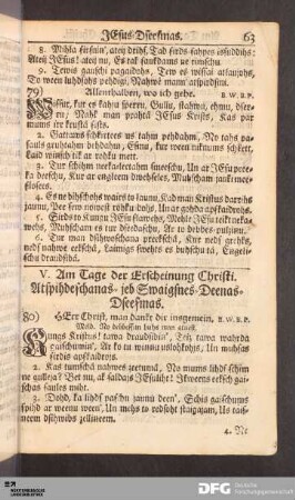 V. Am Tage der Erscheinung Christi.