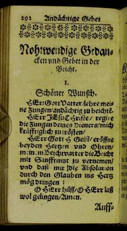 Nohtwendige Gedancken und Gebet in der Beicht.