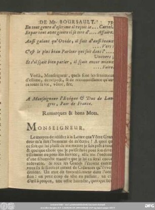 A Monseigneur l'Evêque & Duc de Langres, Pair de France.
