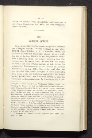 XIV. Collegium sanitatis